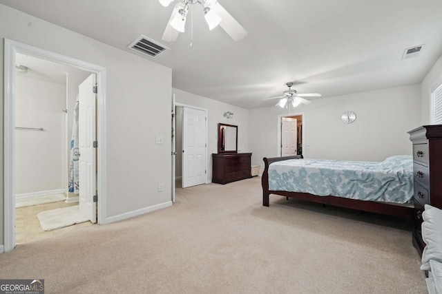 2545 Gatewater Ct, Cumming, GA 30040 - bedroom featuring light carpet, baseboards, and a ceiling fan