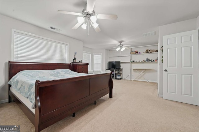 2545 Gatewater Ct, Cumming, GA 30040 - bedroom with light colored carpet, ceiling fan, and baseboards