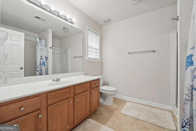 2545 Gatewater Ct, Cumming, GA 30040 - full bath featuring vanity, a shower with shower curtain, tile patterned flooring, and toilet