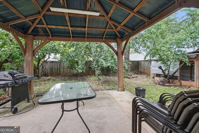 2545 Gatewater Ct, Cumming, GA 30040 - fenced backyard with a gazebo, area for grilling, and a patio