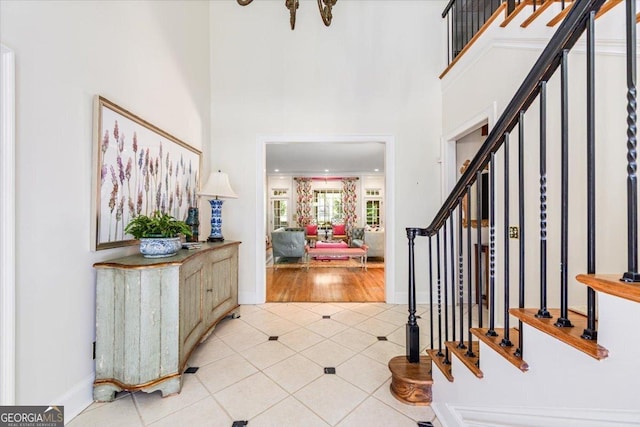 116 Maimont Cir, Macon, GA 31210 - tiled foyer entrance with stairs and a towering ceiling