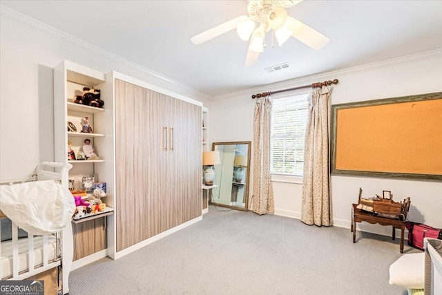 116 Maimont Cir, Macon, GA 31210 - sitting room with crown molding, carpet floors, and a ceiling fan