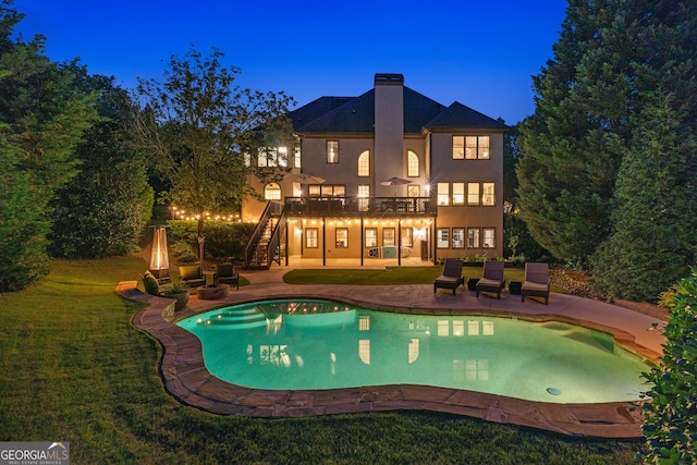 100 Pine Mist Cir, Alpharetta, GA 30022 - back of property featuring stairs, a patio area, a yard, stucco siding, and a deck
