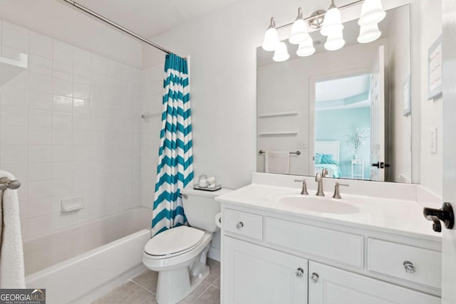 100 Pine Mist Cir, Alpharetta, GA 30022 - full bath with tile patterned flooring, vanity, shower / bath combination with curtain, toilet, and connected bathroom