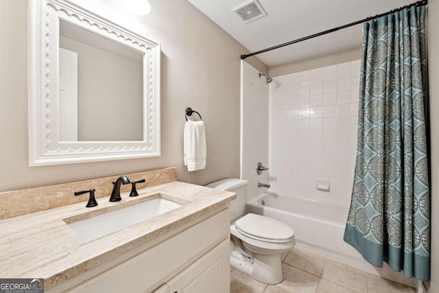 100 Pine Mist Cir, Alpharetta, GA 30022 - bathroom with shower / tub combo with curtain, toilet, tile patterned flooring, and vanity