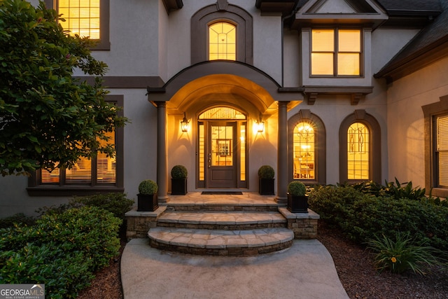 100 Pine Mist Cir, Alpharetta, GA 30022 - property entrance with stucco siding and a porch