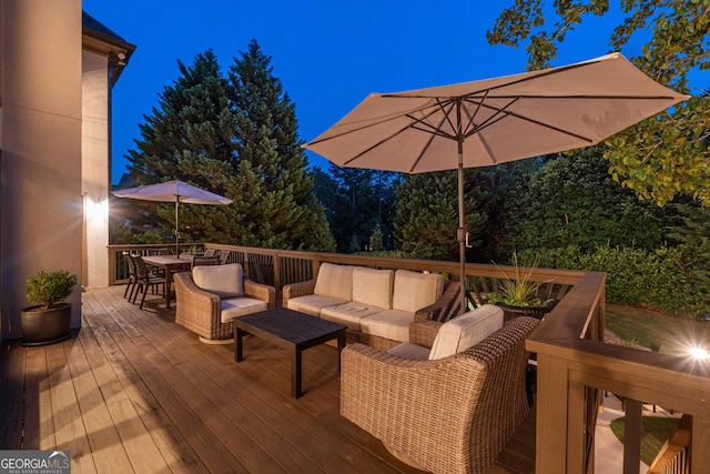 100 Pine Mist Cir, Alpharetta, GA 30022 - deck at twilight featuring outdoor dining space and an outdoor living space