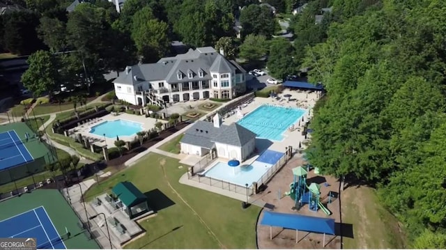 100 Pine Mist Cir, Alpharetta, GA 30022 - view from above of property featuring a pool area