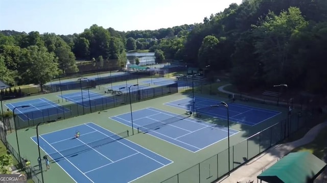 100 Pine Mist Cir, Alpharetta, GA 30022 - view of tennis court with a view of trees