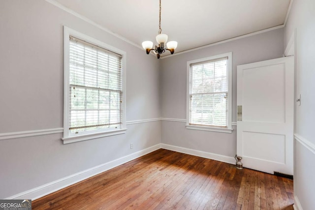 170 Stanton Way, Athens, GA 30606 - unfurnished room with a chandelier, ornamental molding, and hardwood / wood-style floors