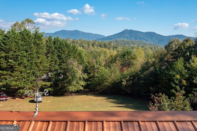 557 Hidden Pines Ct, Hiawassee, GA 30546 - mountain view featuring a heavily wooded area