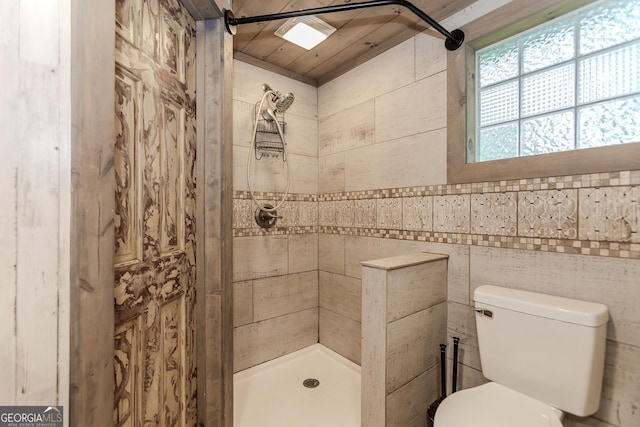 5198 Hwy 52 E, Ellijay, GA 30536 - full bath with a shower stall, toilet, and tile walls