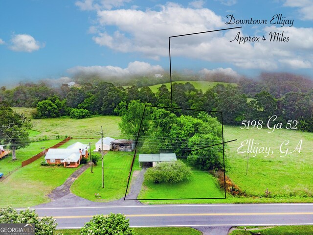 5198 Hwy 52 E, Ellijay, GA 30536 - aerial view of property's location with property boundaries highlighted