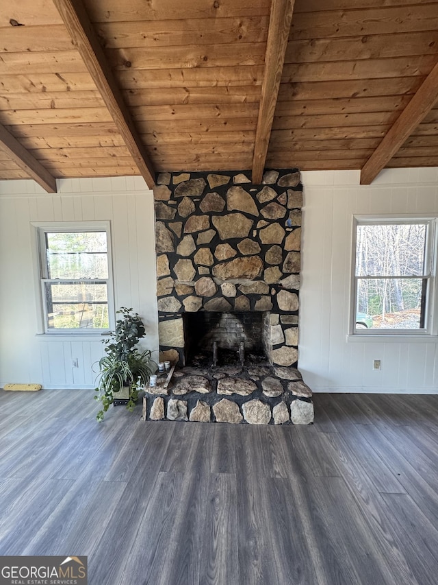 427 Bakers Fiord, Sautee Nacoochee, GA 30571 - detailed view of wood ceiling with exposed beams and wood finished floors