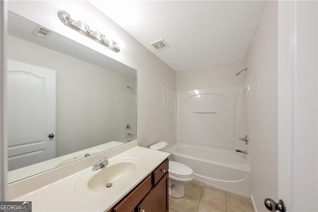 436 Crestmont Ln, Canton, GA 30114 - full bath featuring vanity, washtub / shower combination, toilet, and tile patterned flooring