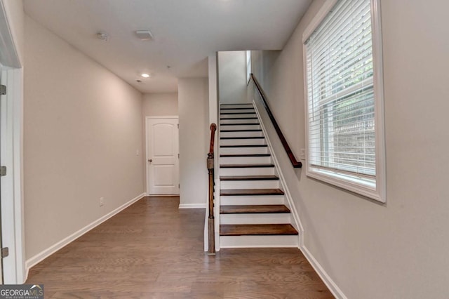747 Topsail Ln, Alpharetta, GA 30005 - stairs with wood finished floors and recessed lighting