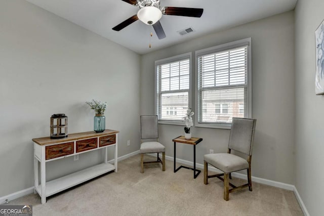 747 Topsail Ln, Alpharetta, GA 30005 - sitting room with carpet floors and ceiling fan