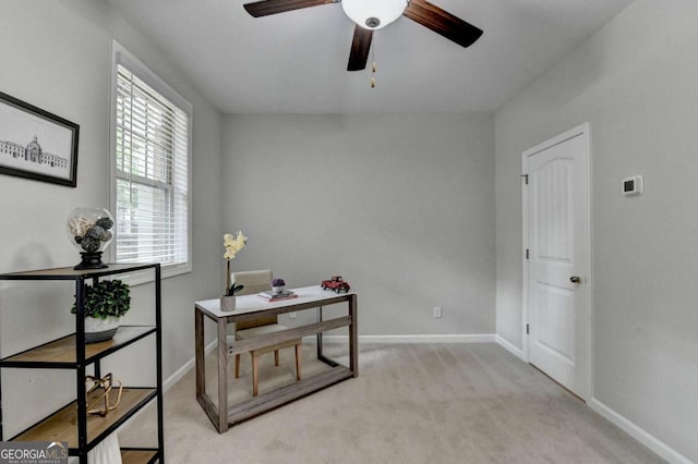 747 Topsail Ln, Alpharetta, GA 30005 - office area featuring ceiling fan and light carpet