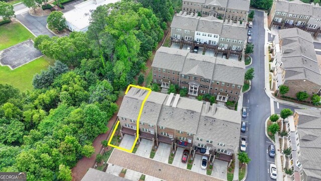 747 Topsail Ln, Alpharetta, GA 30005 - aerial perspective of suburban area with property parcel outlined