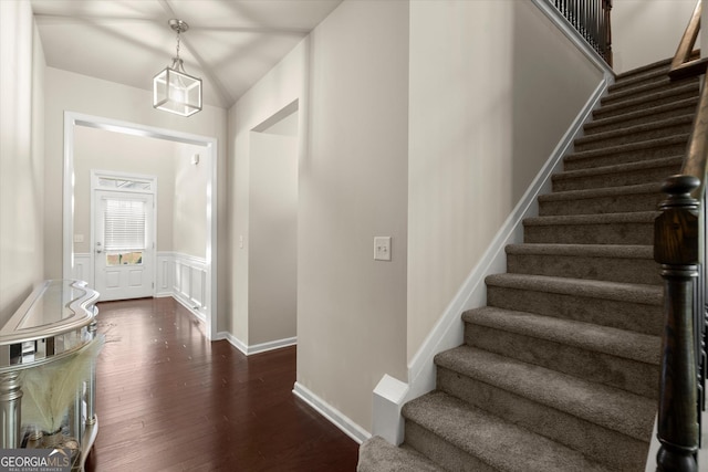 4965 Brierstone Dr, Alpharetta, GA 30004 - entryway featuring stairway and dark wood-type flooring