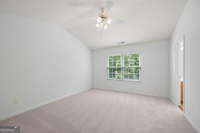 3655 Chattahoochee Summit Dr SE Unit 16, Atlanta, GA 30339 - spare room featuring lofted ceiling, light colored carpet, ceiling fan, and baseboards