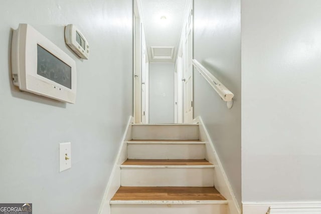 4572 Colonial Rd, Augusta, GA 30907 - staircase featuring attic access