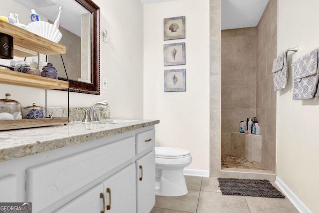 4180 Gables Pl, Buford, GA 30519 - full bath with vanity, tile patterned floors, and walk in shower