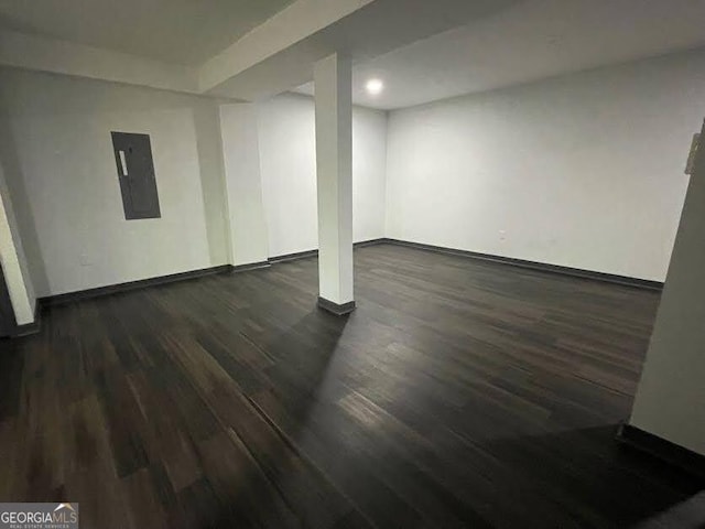 185 Glenrose Cir SW, Atlanta, GA 30354 - finished below grade area with electric panel, dark wood-style flooring, and recessed lighting