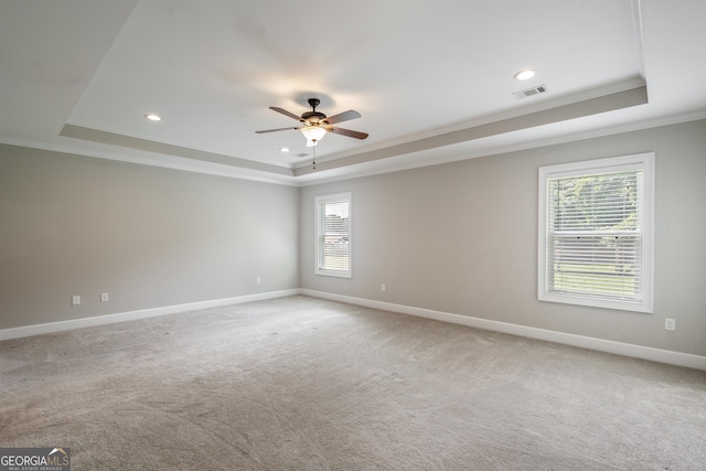 104 Bonny Oaks Dr, Lagrange, GA 30240 - unfurnished room with a tray ceiling, ornamental molding, healthy amount of natural light, a ceiling fan, and recessed lighting