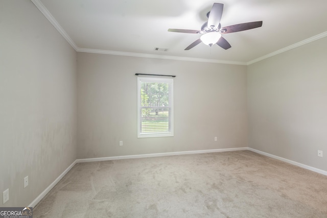 104 Bonny Oaks Dr, Lagrange, GA 30240 - spare room with crown molding, carpet, and ceiling fan
