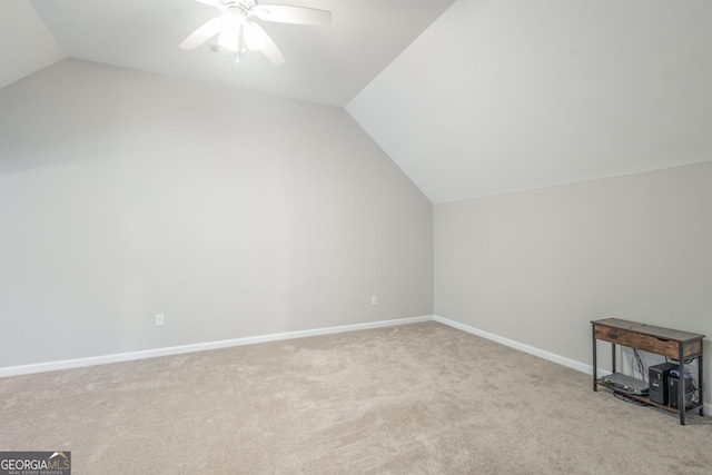 104 Bonny Oaks Dr, Lagrange, GA 30240 - bonus room featuring lofted ceiling, carpet floors, and ceiling fan