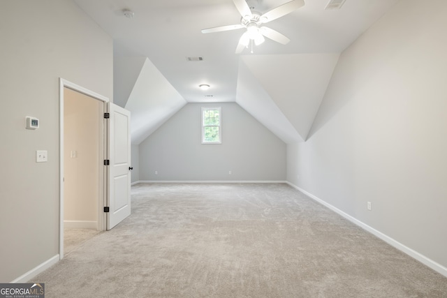 104 Bonny Oaks Dr, Lagrange, GA 30240 - additional living space featuring light colored carpet, ceiling fan, and lofted ceiling