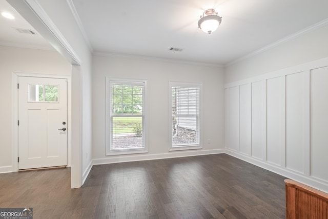 104 Bonny Oaks Dr, Lagrange, GA 30240 - foyer featuring dark wood-type flooring and crown molding