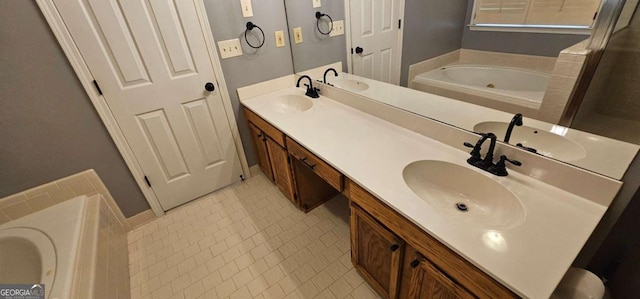 2123 Condor Dr, Lawrenceville, GA 30044 - full bath featuring double vanity, a bath, and a shower with shower door