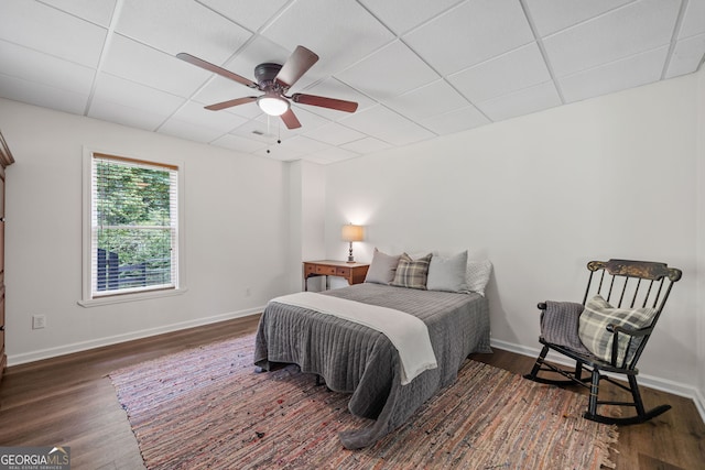 1280 Trinity Church Rd, Canton, GA 30115 - bedroom featuring a paneled ceiling, wood finished floors, baseboards, and ceiling fan