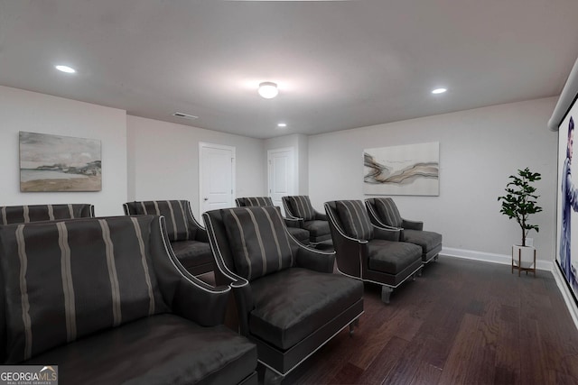 3758 Lake Haven Way, Atlanta, GA 30349 - home theater featuring dark wood-style floors, recessed lighting, and baseboards