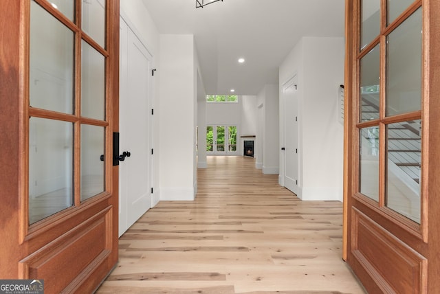 305 Etowah Cove Rd, Dahlonega, GA 30533 - hall with baseboards, light wood-style floors, and recessed lighting
