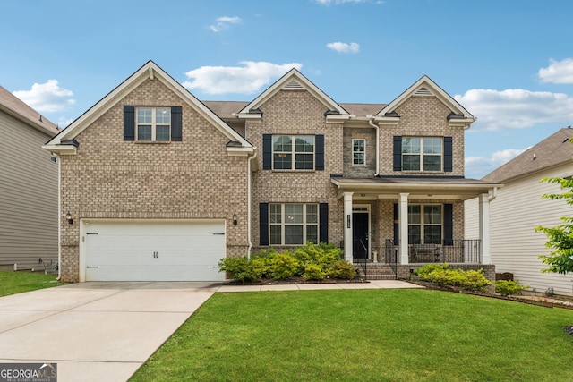 3755 Gardenside Ct, Alpharetta, GA 30004 - craftsman inspired home with a porch, brick siding, and a front yard