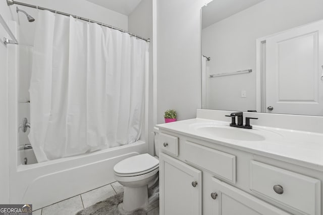 3755 Gardenside Ct, Alpharetta, GA 30004 - full bath featuring vanity, toilet, shower / tub combo, and tile patterned flooring