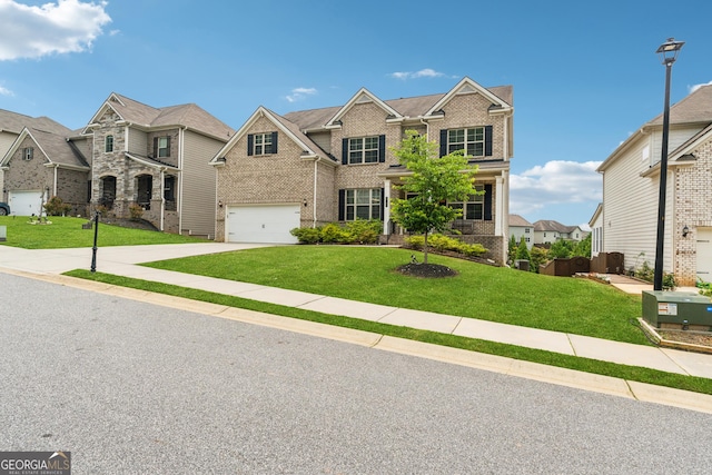 3755 Gardenside Ct, Alpharetta, GA 30004 - view of front of home with brick siding, a residential view, driveway, and an attached garage