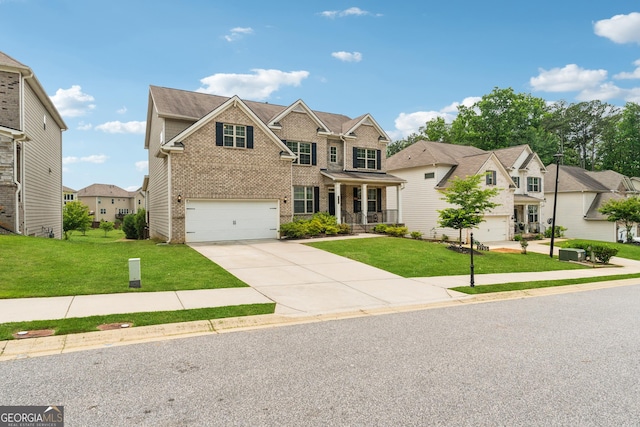 3755 Gardenside Ct, Alpharetta, GA 30004 - view of front facade featuring brick siding, a front lawn, driveway, and an attached garage