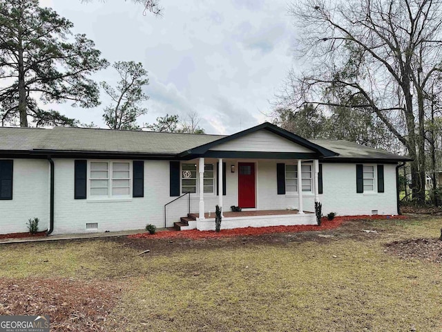 3988 Hartley Bridge Rd, Macon, GA 31216 - single story home with brick siding, a porch, crawl space, and a shingled roof