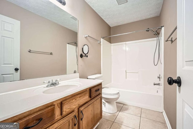 13 Cliff Ct, Villa Rica, GA 30180 - bathroom featuring vanity, tile patterned floors, a textured ceiling, and washtub / shower combination