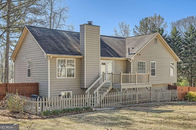 13 Cliff Ct, Villa Rica, GA 30180 - rear view of property featuring roof with shingles and a chimney