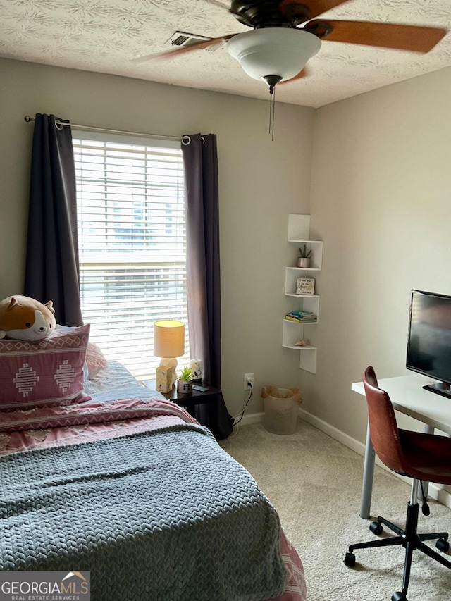 4863 Beacon Ridge Ln, Flowery Branch, GA 30542 - bedroom with carpet flooring, baseboards, a ceiling fan, and a desk