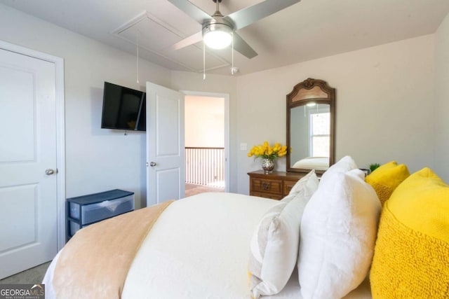 3126 Cove View Ct, Dacula, GA 30019 - bedroom featuring attic access and ceiling fan