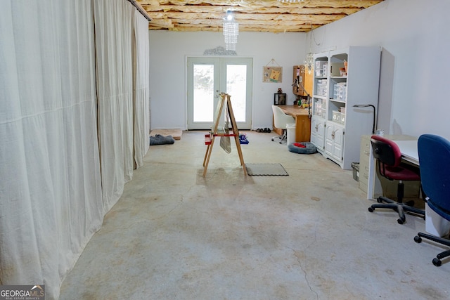219 Periwinkle Way, Pendergrass, GA 30567 - misc room featuring concrete flooring and an office area
