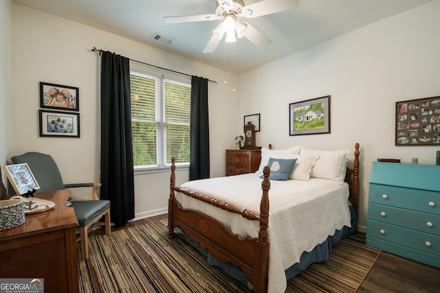 2059 Ivey Chase Dr, Dacula, GA 30019 - bedroom with baseboards, dark wood-style floors, and ceiling fan