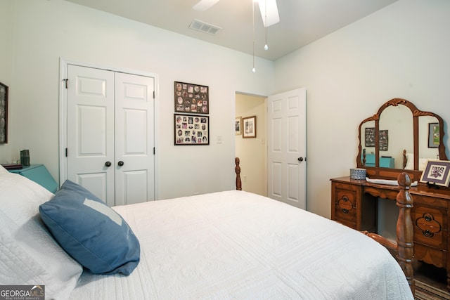 2059 Ivey Chase Dr, Dacula, GA 30019 - bedroom featuring a closet and a ceiling fan