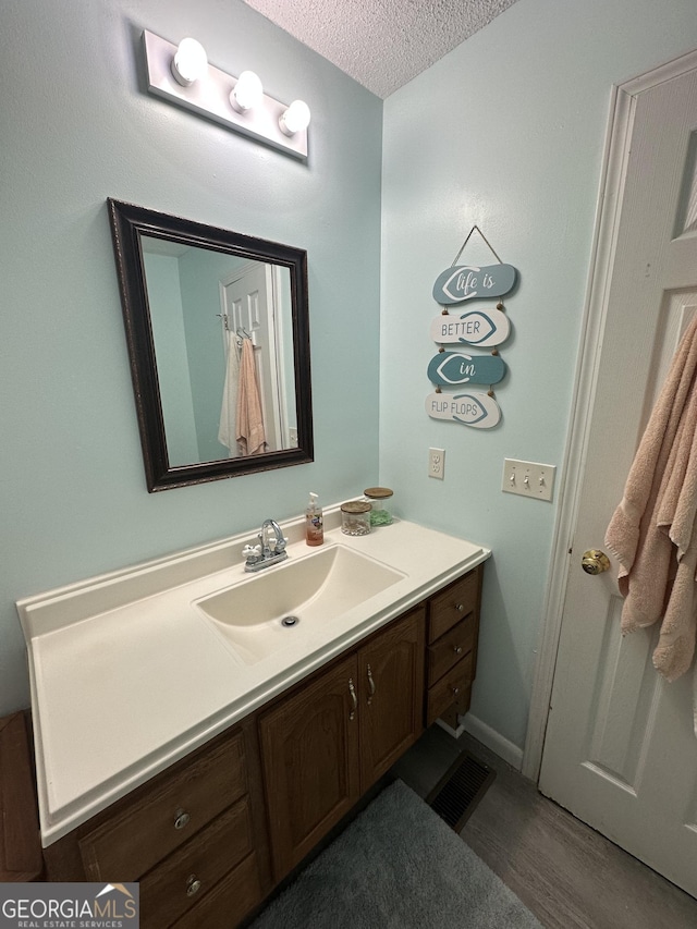 1214 Tucker Rd, Perry, GA 31069 - bathroom featuring vanity, wood finished floors, and a textured ceiling